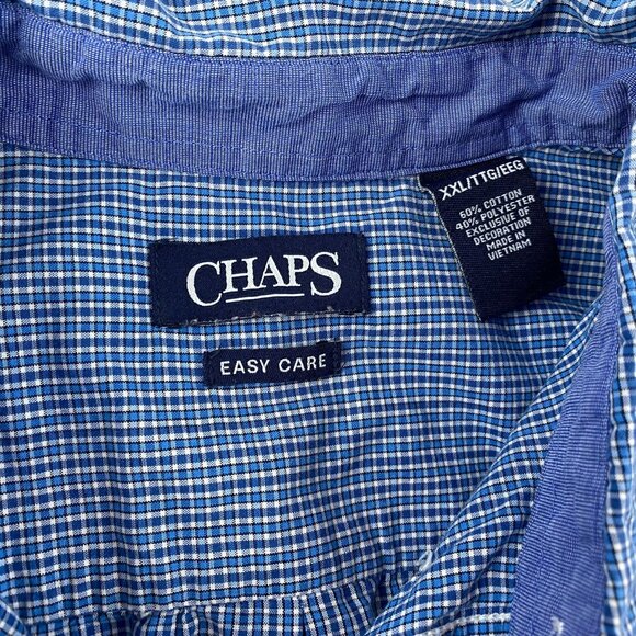 Chaps Mens Shirt XXL Blue Plaid Long Sleeve Button-Up - Picture 4 of 8